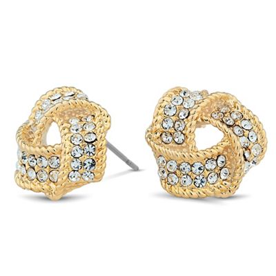 Gold crystal knot stud earring